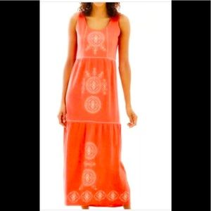 New J Jill Boho maxi tiered dress womens small